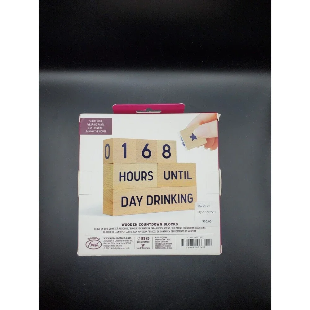 New In Box Who's Counting Wooden Countdown Blocks By FRED Daily Living Edition